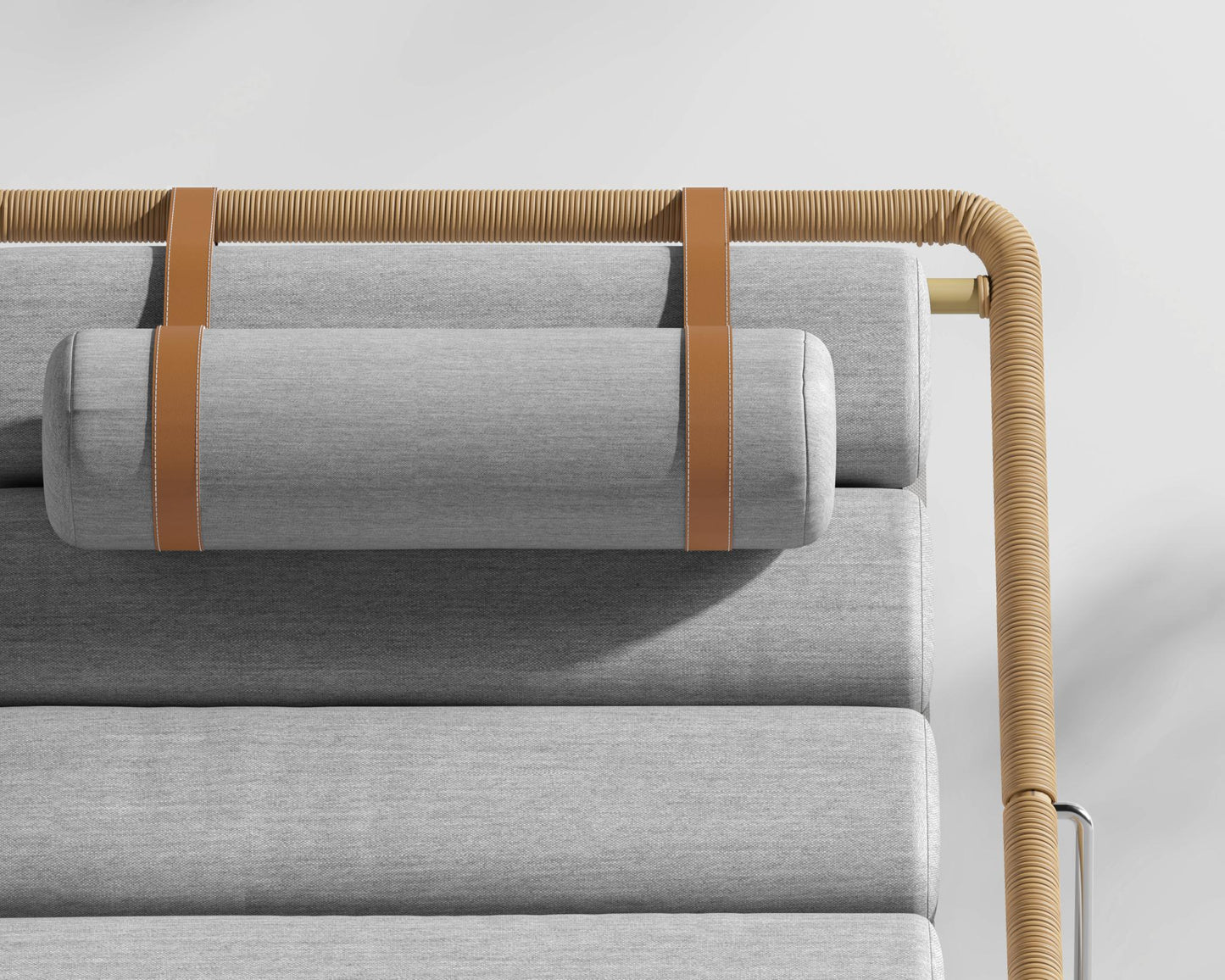 Jericho Sling Chair - Faux Tan Wicker, Outdoor Fabric - Encino