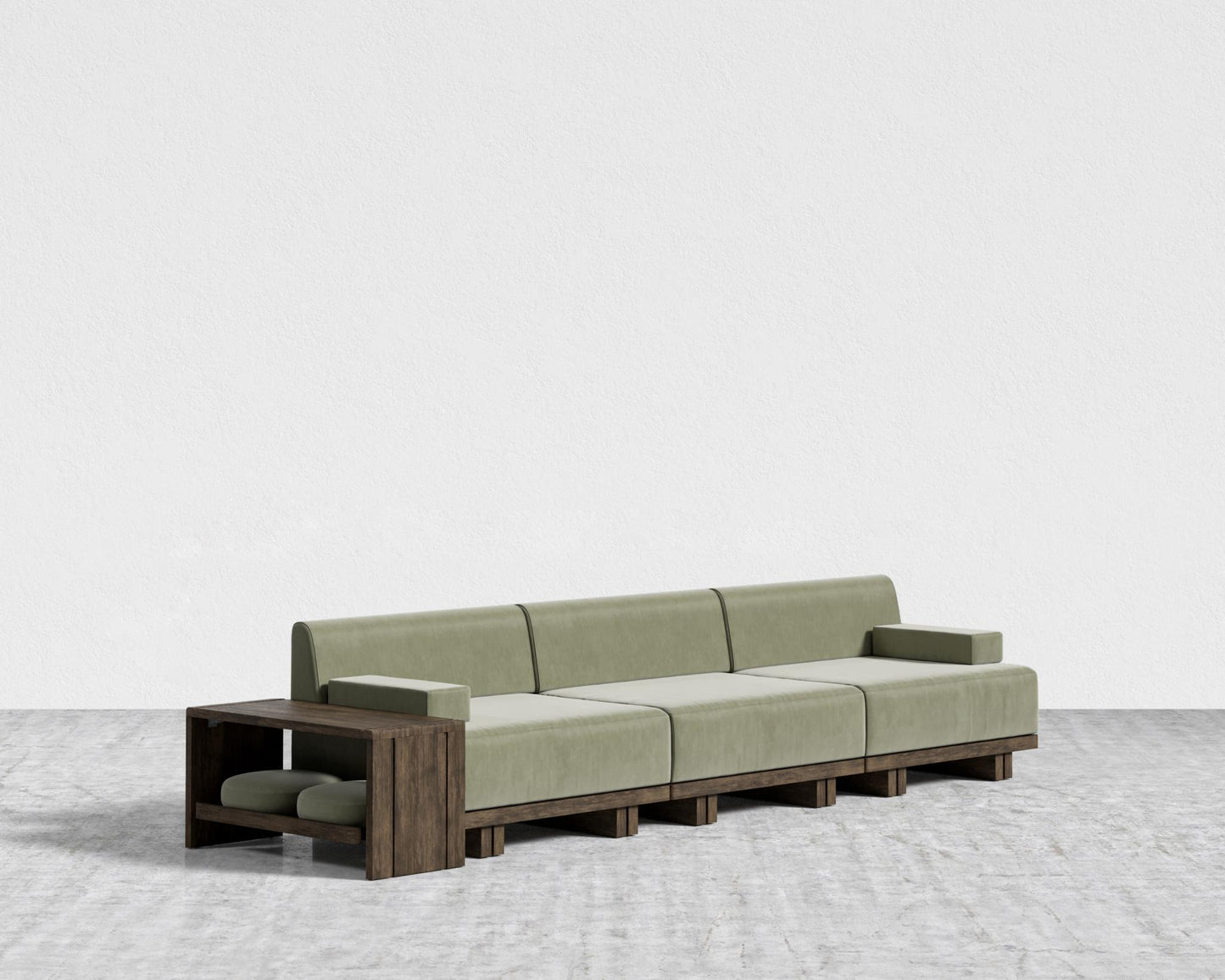 Kyoto 3-Seater Sofa - Kyoto Truffle - Deep-cut, Cotton Velvet - Verdant