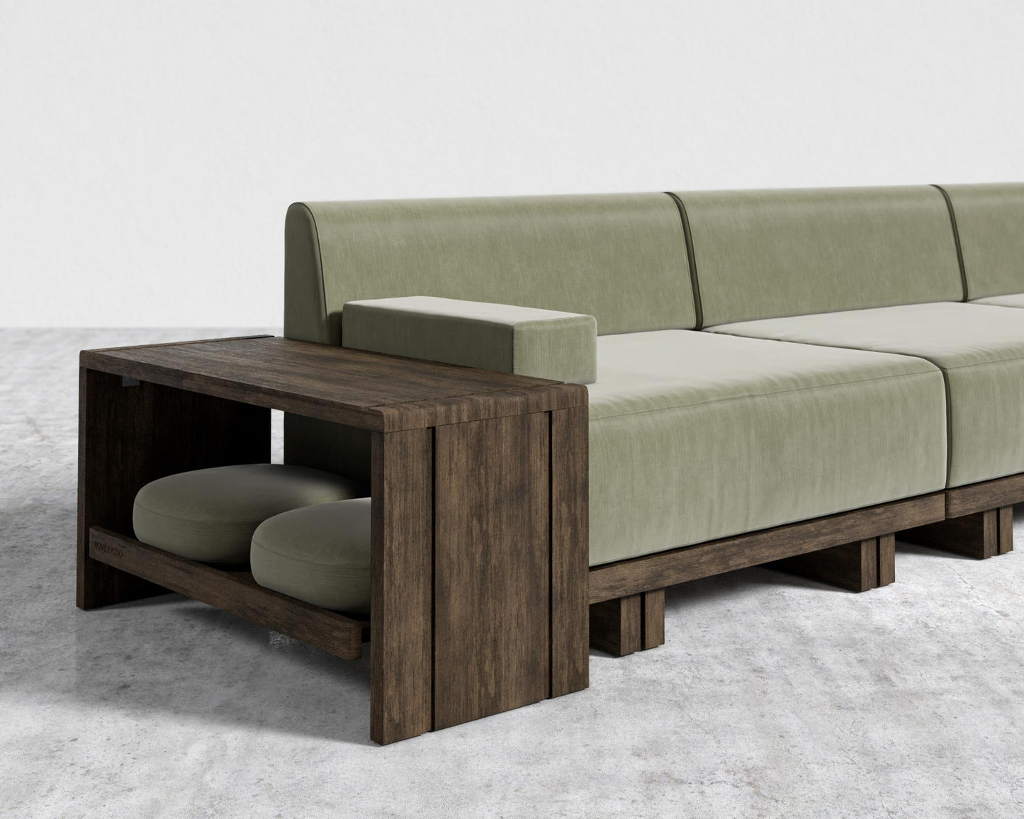 Kyoto 3-Seater Sofa - Kyoto Truffle - Deep-cut, Cotton Velvet - Verdant