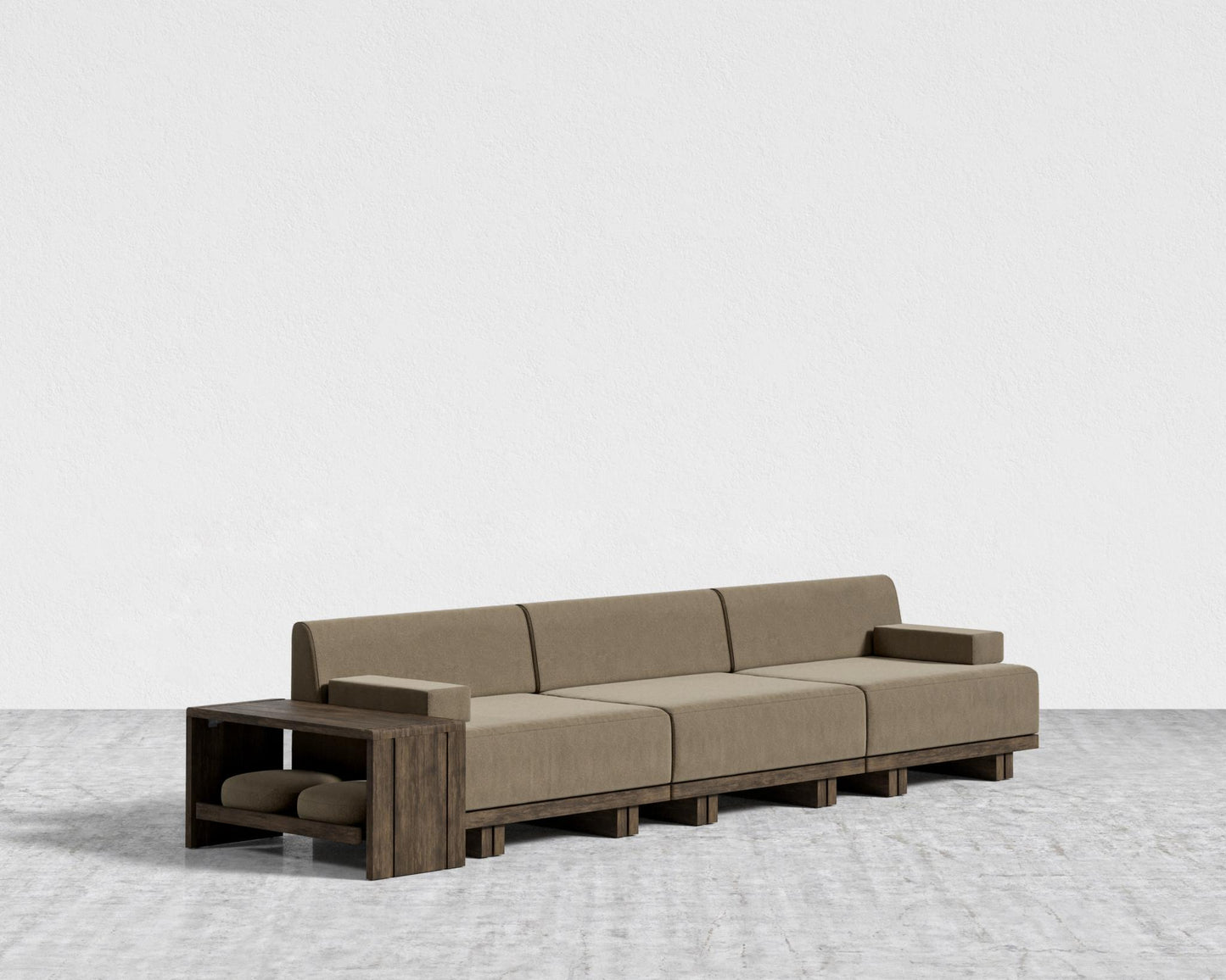 Kyoto 3-Seater Sofa - Kyoto Truffle - Deep-cut, Ombra Velvet - Smoky Brown