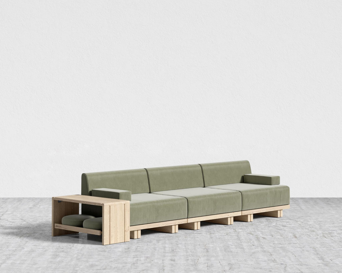 Kyoto 3-Seater Sofa - Kyoto Truffle - Deep-cut, Cotton Velvet - Verdant