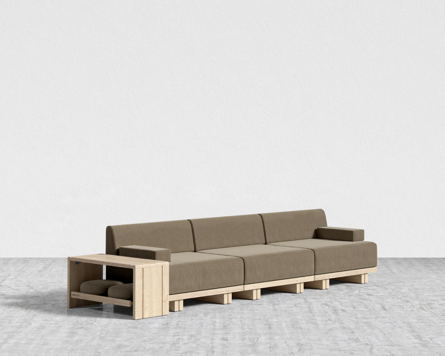 Kyoto 3-Seater Sofa - Kyoto Truffle - Deep-cut, Ombra Velvet - Smoky Brown