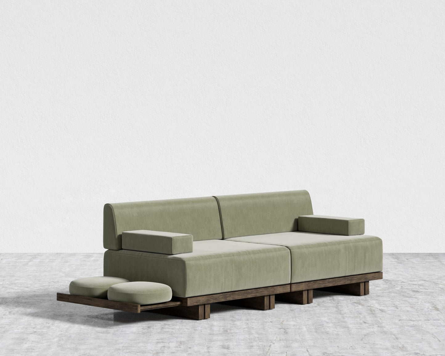 Kyoto Loveseat - Kyoto Truffle - Deep-cut, Cotton Velvet - Verdant