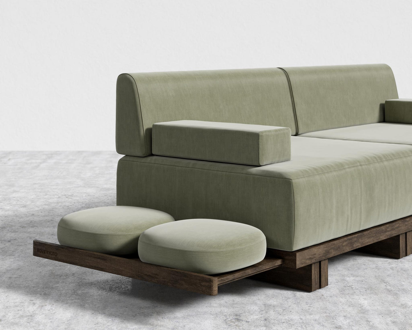 Kyoto Loveseat - Kyoto Truffle - Deep-cut, Cotton Velvet - Verdant