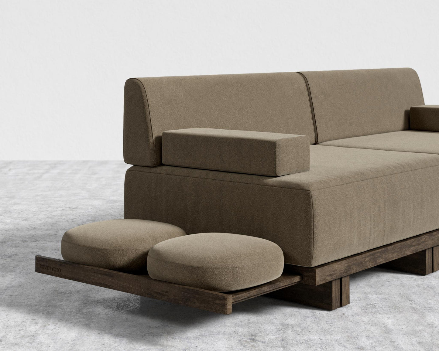 Kyoto Loveseat - Kyoto Truffle - Deep-cut, Ombra Velvet - Smoky Brown