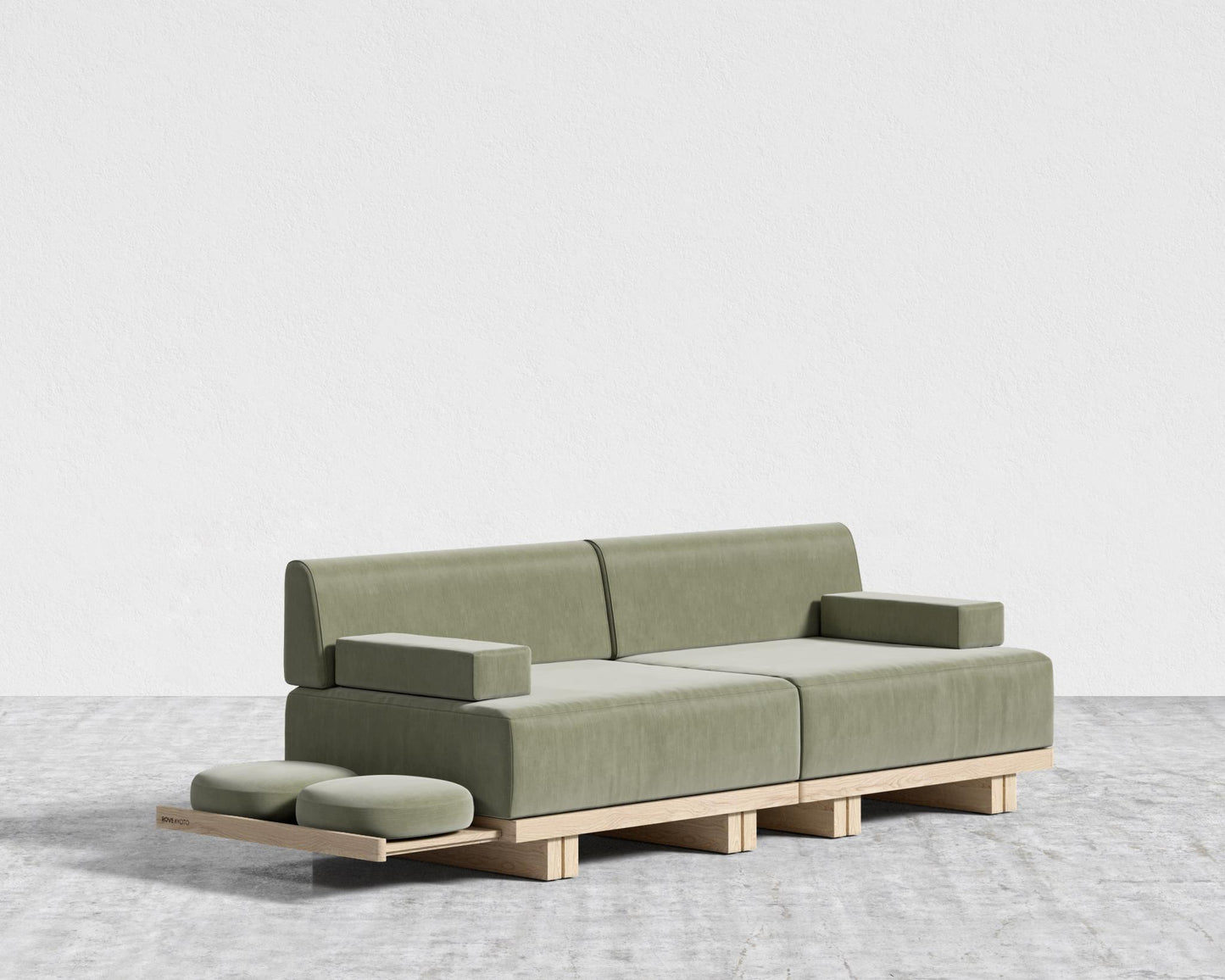 Kyoto Loveseat - Kyoto Truffle - Deep-cut, Cotton Velvet - Verdant