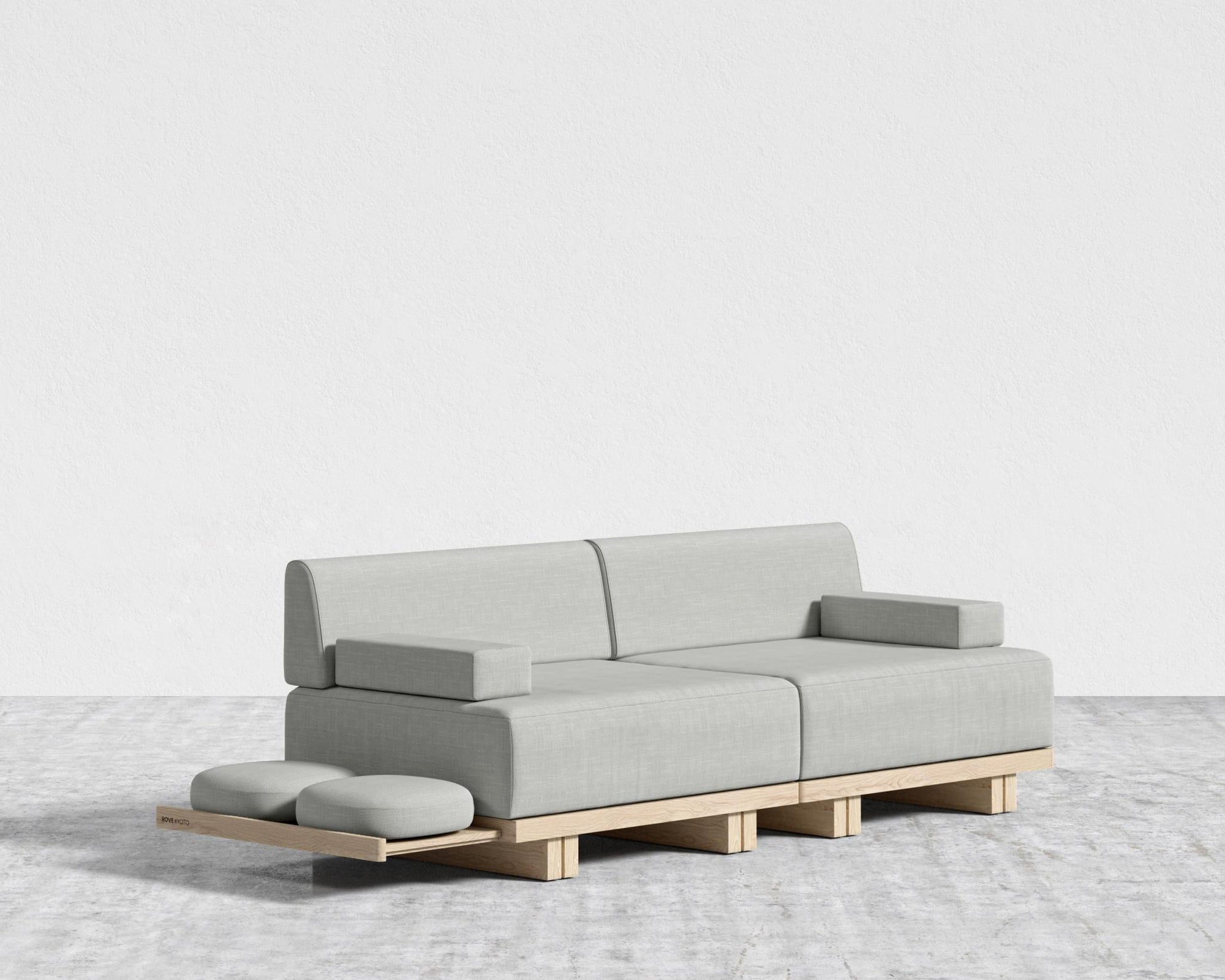 Kyoto Loveseat - Kyoto Truffle - Deep-cut, Performance Linen - Dove