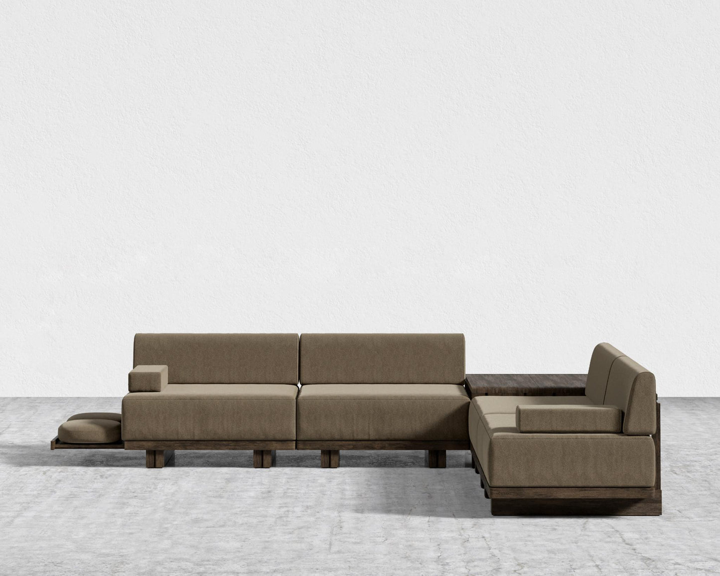 Kyoto L-Sectional - Kyoto Truffle - Deep-cut, Ombra Velvet - Smoky Brown