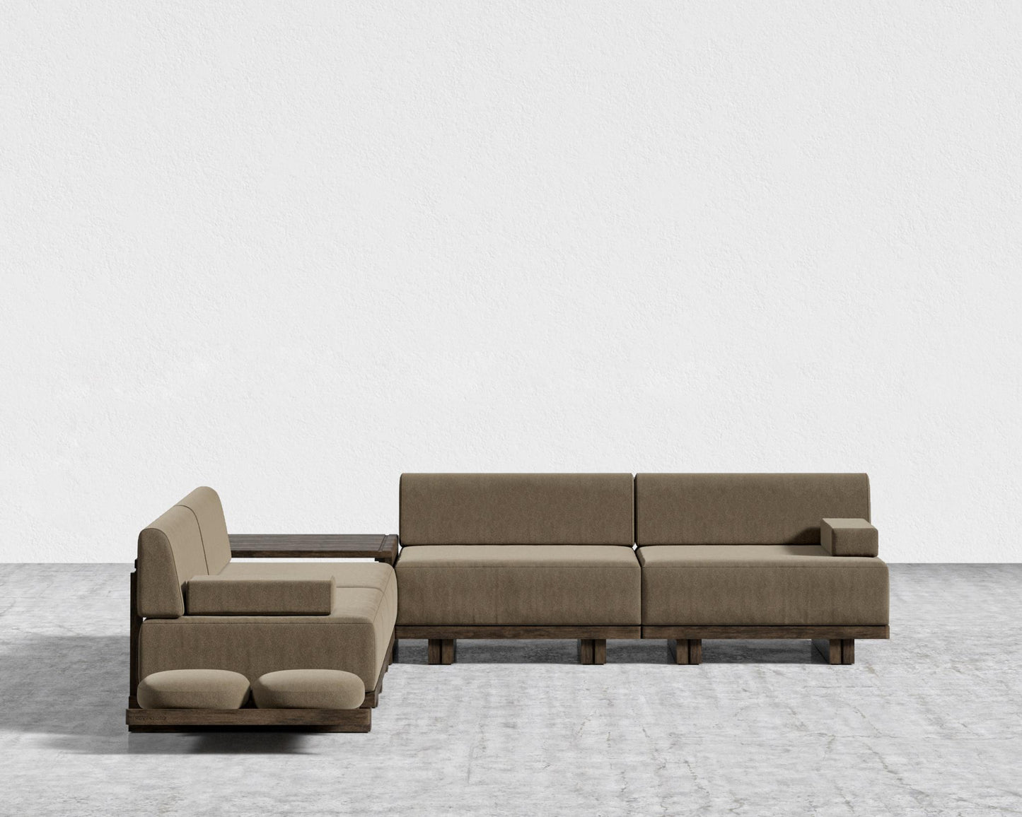 Kyoto L-Sectional - Kyoto Truffle - Deep-cut, Ombra Velvet - Smoky Brown