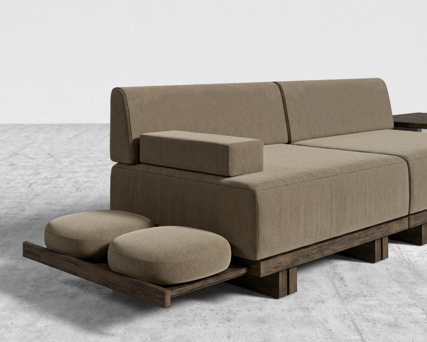 Kyoto L-Sectional - Kyoto Truffle - Deep-cut, Ombra Velvet - Smoky Brown