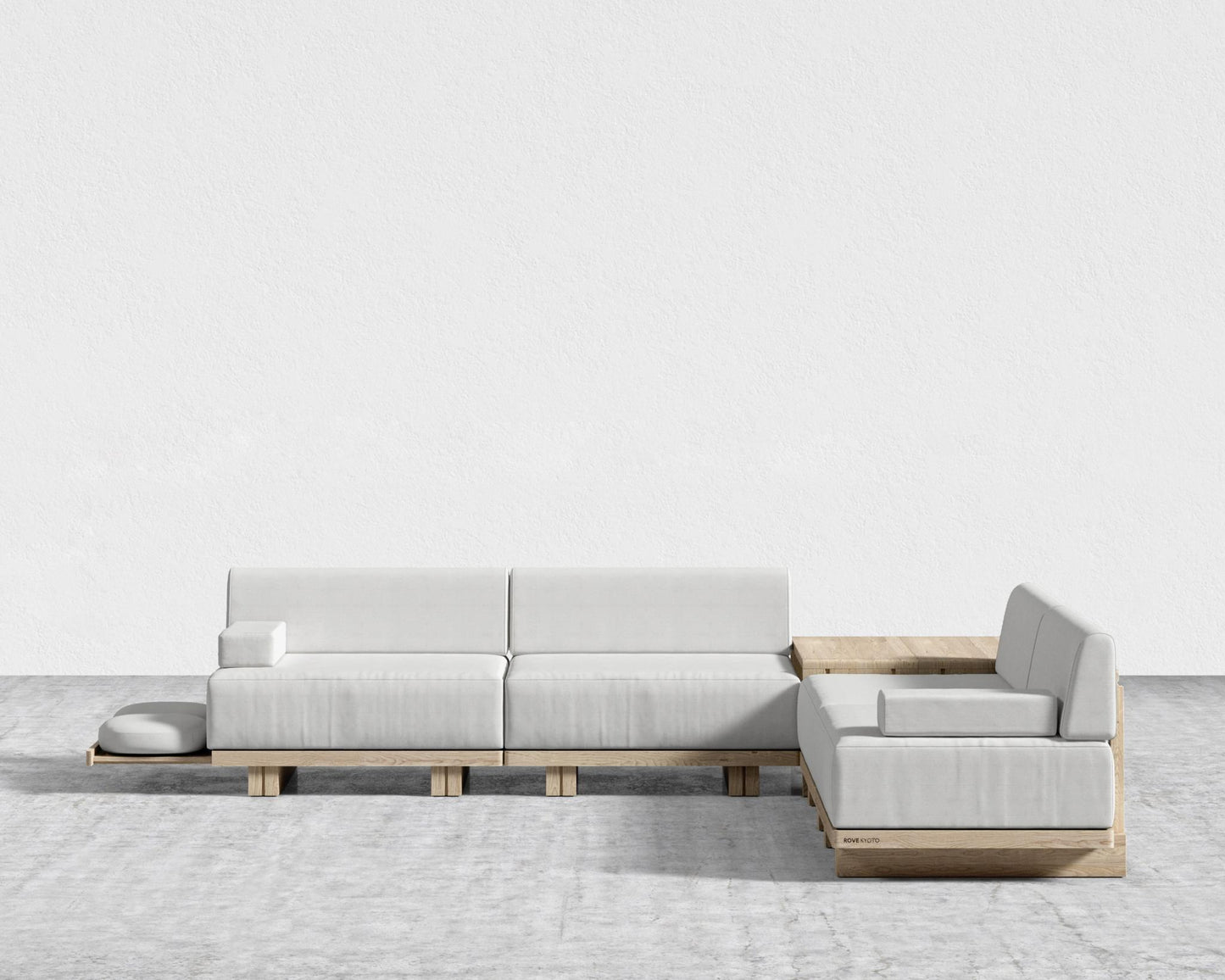 Kyoto L-Sectional - Kyoto Truffle - Deep-cut, Performance Linen - Swan