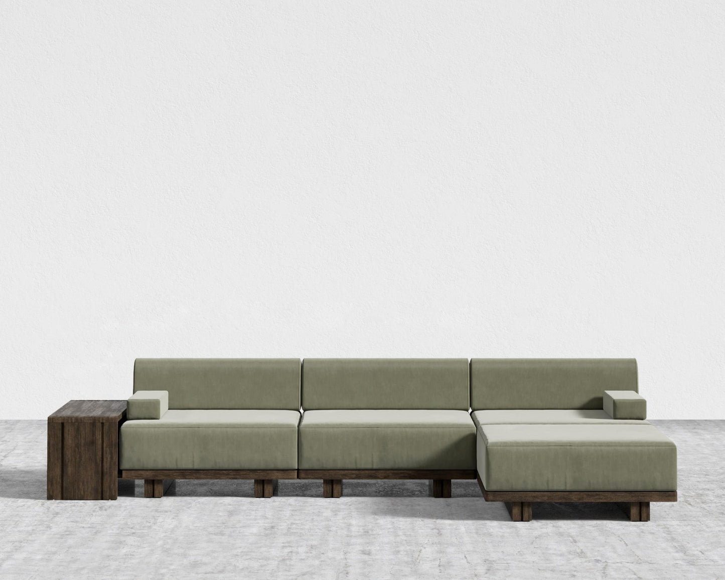 Kyoto Sectional Sofa - Kyoto Truffle - Deep-cut, Cotton Velvet - Verdant
