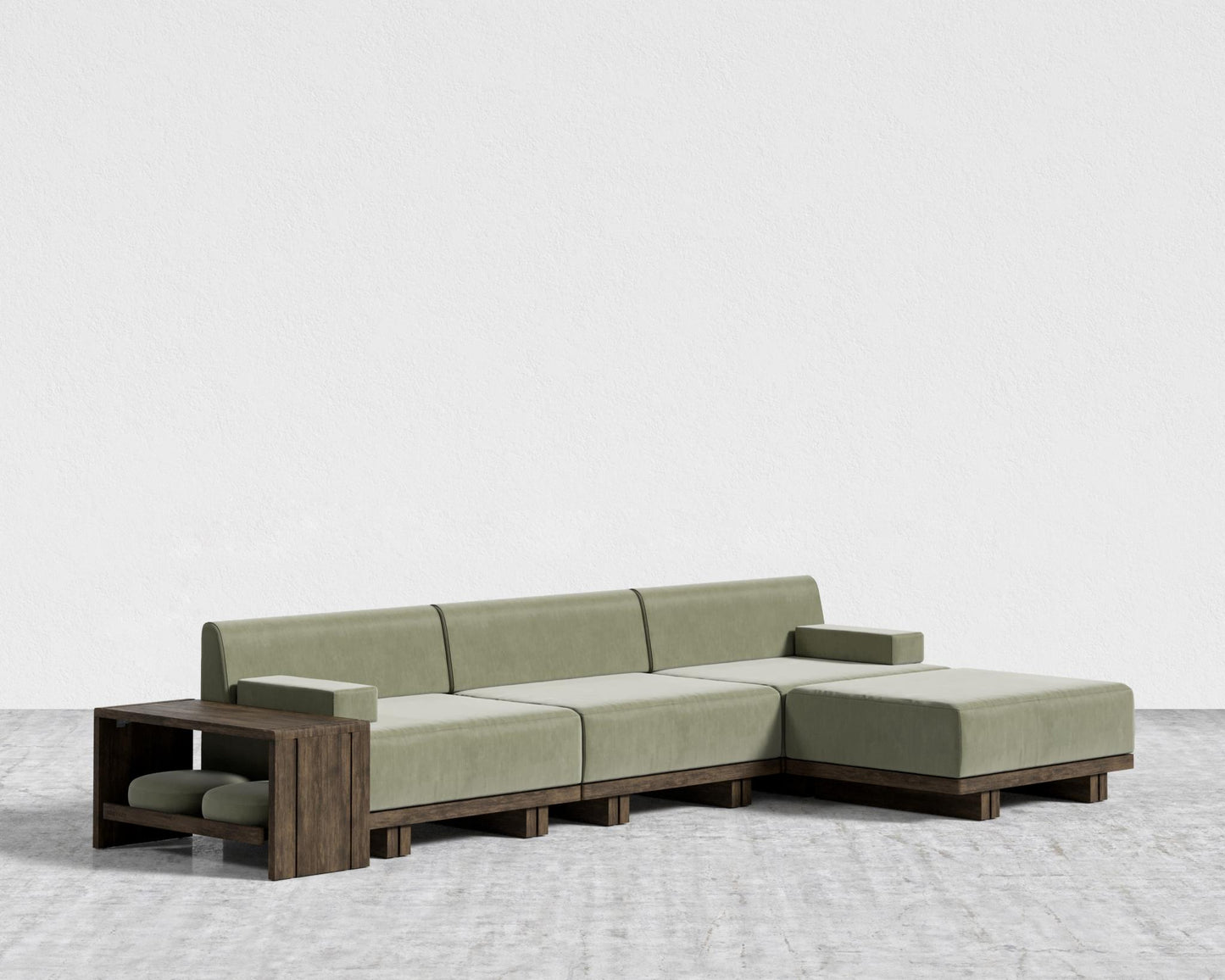Kyoto Sectional Sofa - Kyoto Truffle - Deep-cut, Cotton Velvet - Verdant