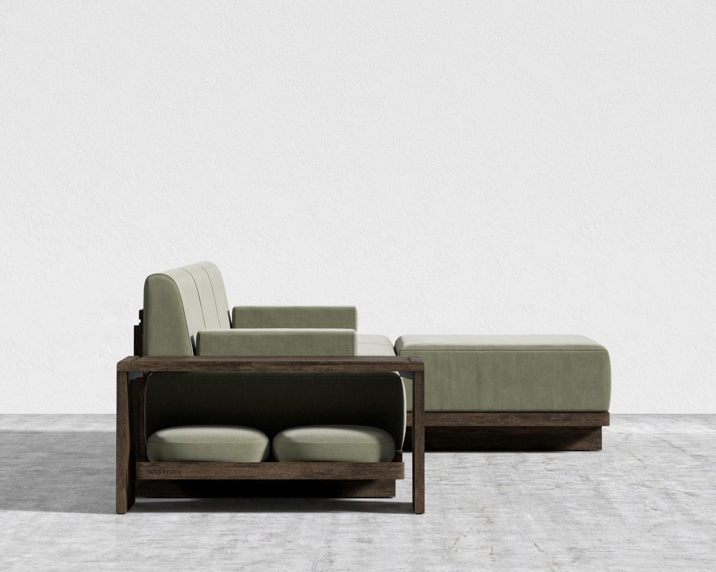 Kyoto Sectional Sofa - Kyoto Truffle - Deep-cut, Cotton Velvet - Verdant