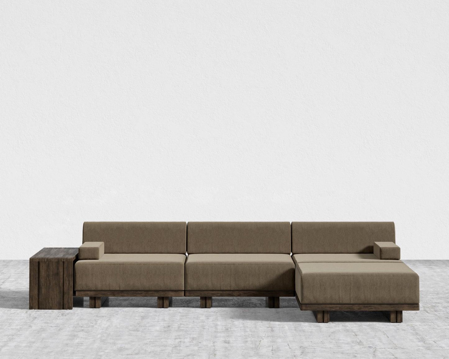 Kyoto Sectional Sofa - Kyoto Truffle - Deep-cut, Ombra Velvet - Smoky Brown