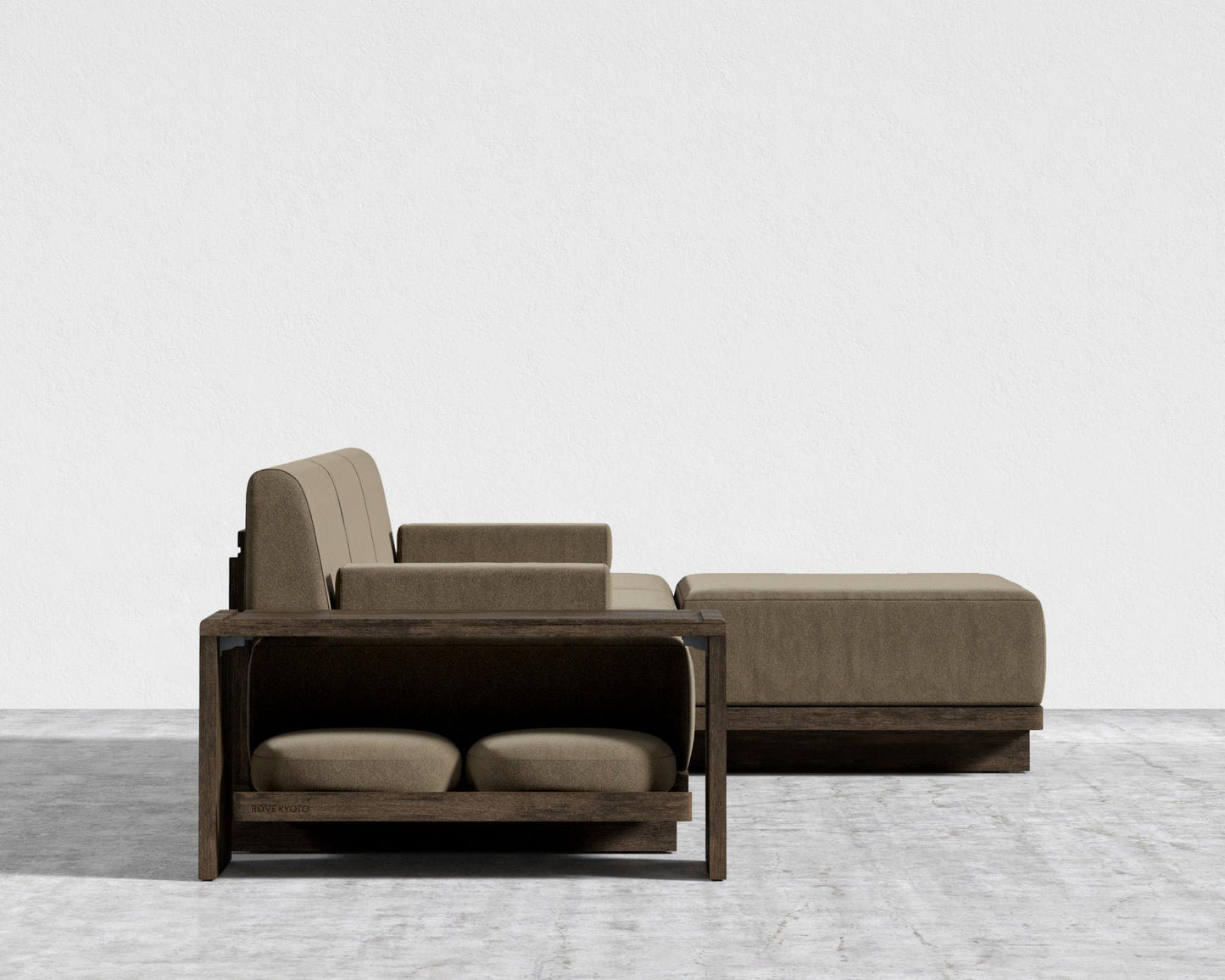 Kyoto Sectional Sofa - Kyoto Truffle - Deep-cut, Ombra Velvet - Smoky Brown