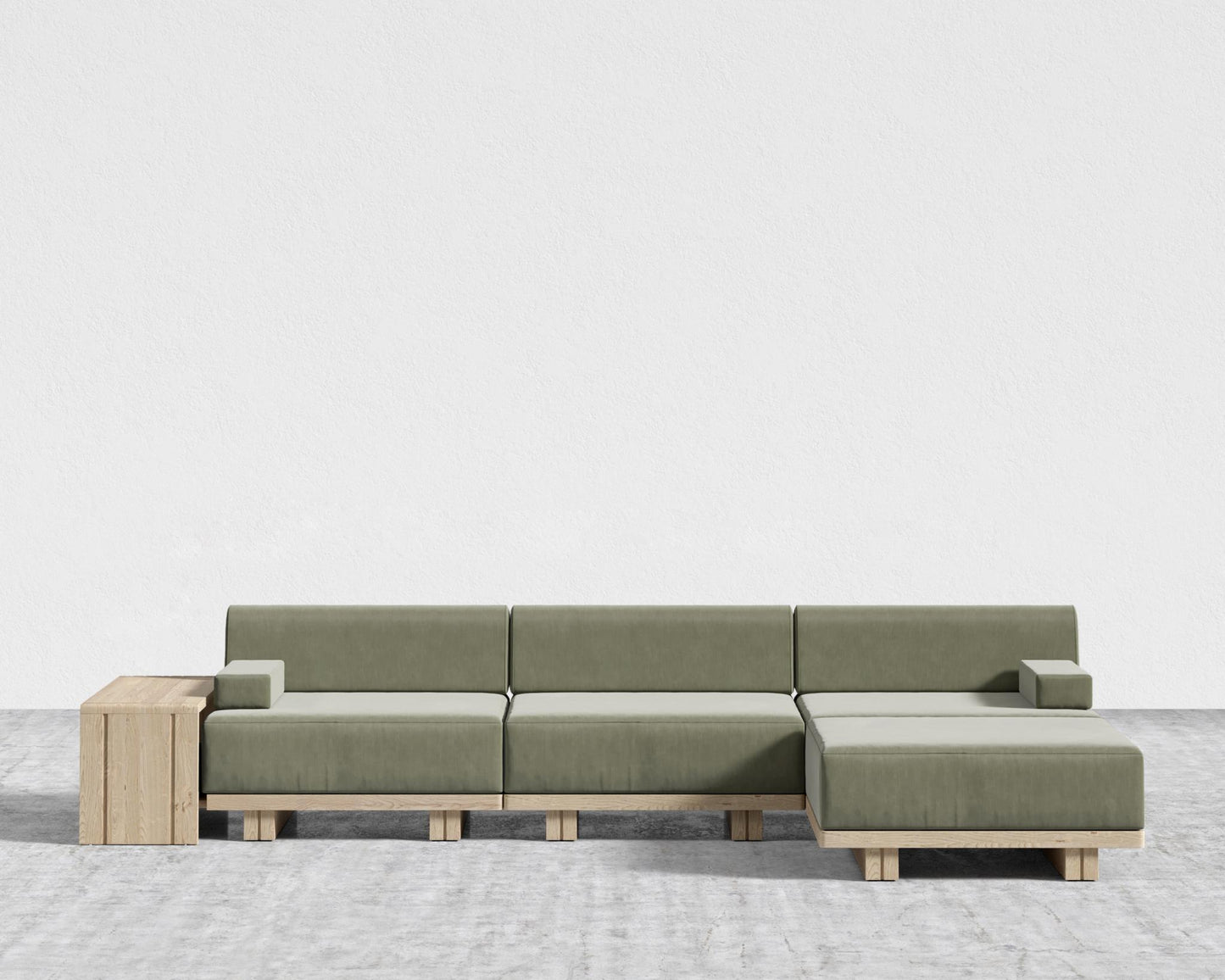 Kyoto Sectional Sofa - Kyoto Truffle - Deep-cut, Cotton Velvet - Verdant