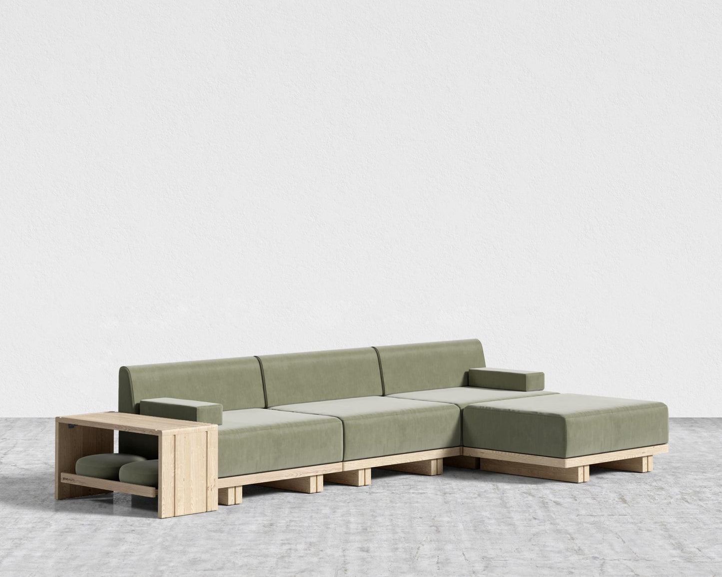 Kyoto Sectional Sofa - Kyoto Truffle - Deep-cut, Cotton Velvet - Verdant