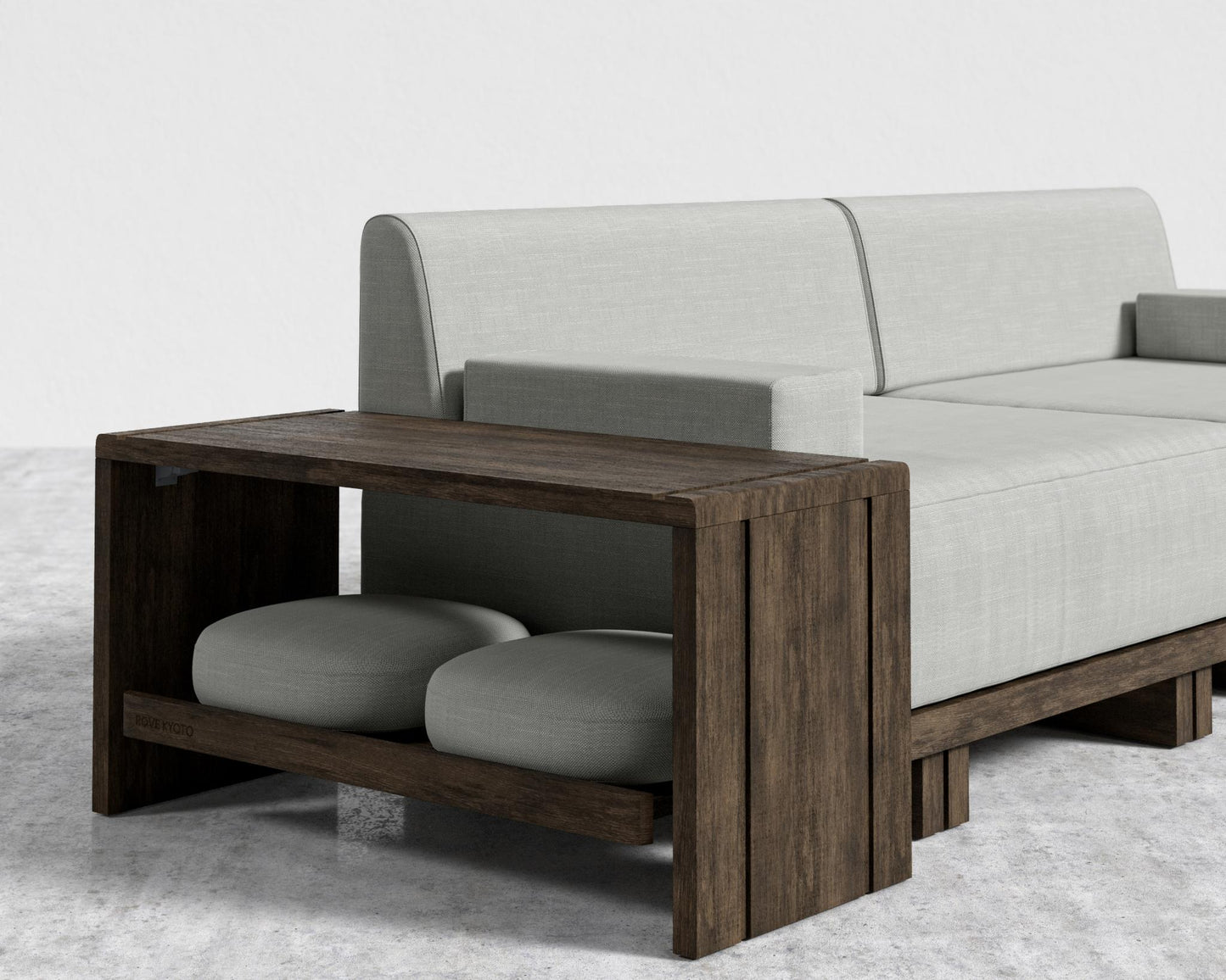 Kyoto Modular Sofa - Kyoto Truffle - Deep-cut, Performance Linen - Dove