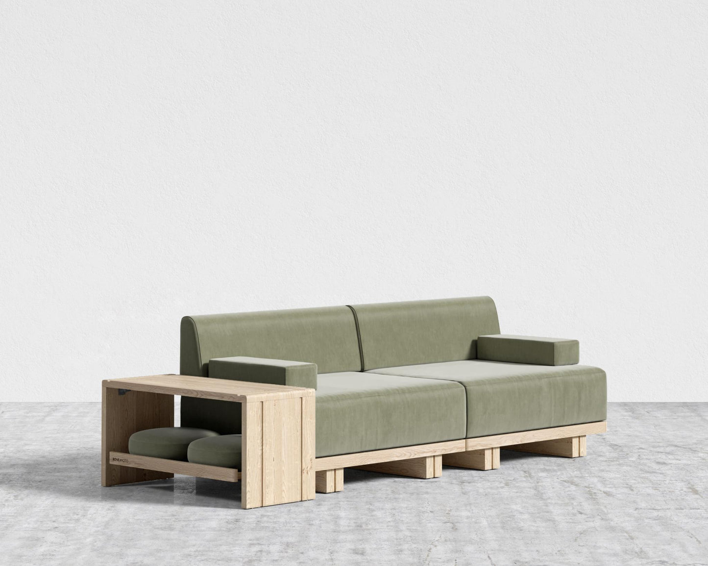 Kyoto Modular Sofa - Kyoto Truffle - Deep-cut, Cotton Velvet - Verdant