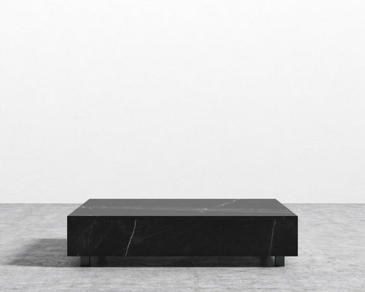 Liza Coffee Table - Marble - 40" x 40" | 102 x 102cm, Matte Black - Liza Coffee Table, Black Marble