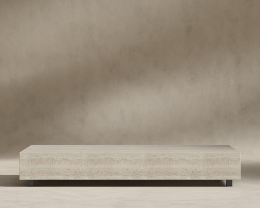 Liza Coffee Table - Marble (Black Label) - 40" x 40" | 102 x 102cm, Matte Black - Liza Coffee Table, White Travertine