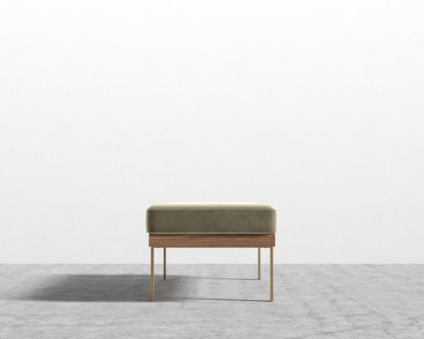 Maria Bench - Maria Brushed Brass, Maria Signature Plush Velvet - Olive Green