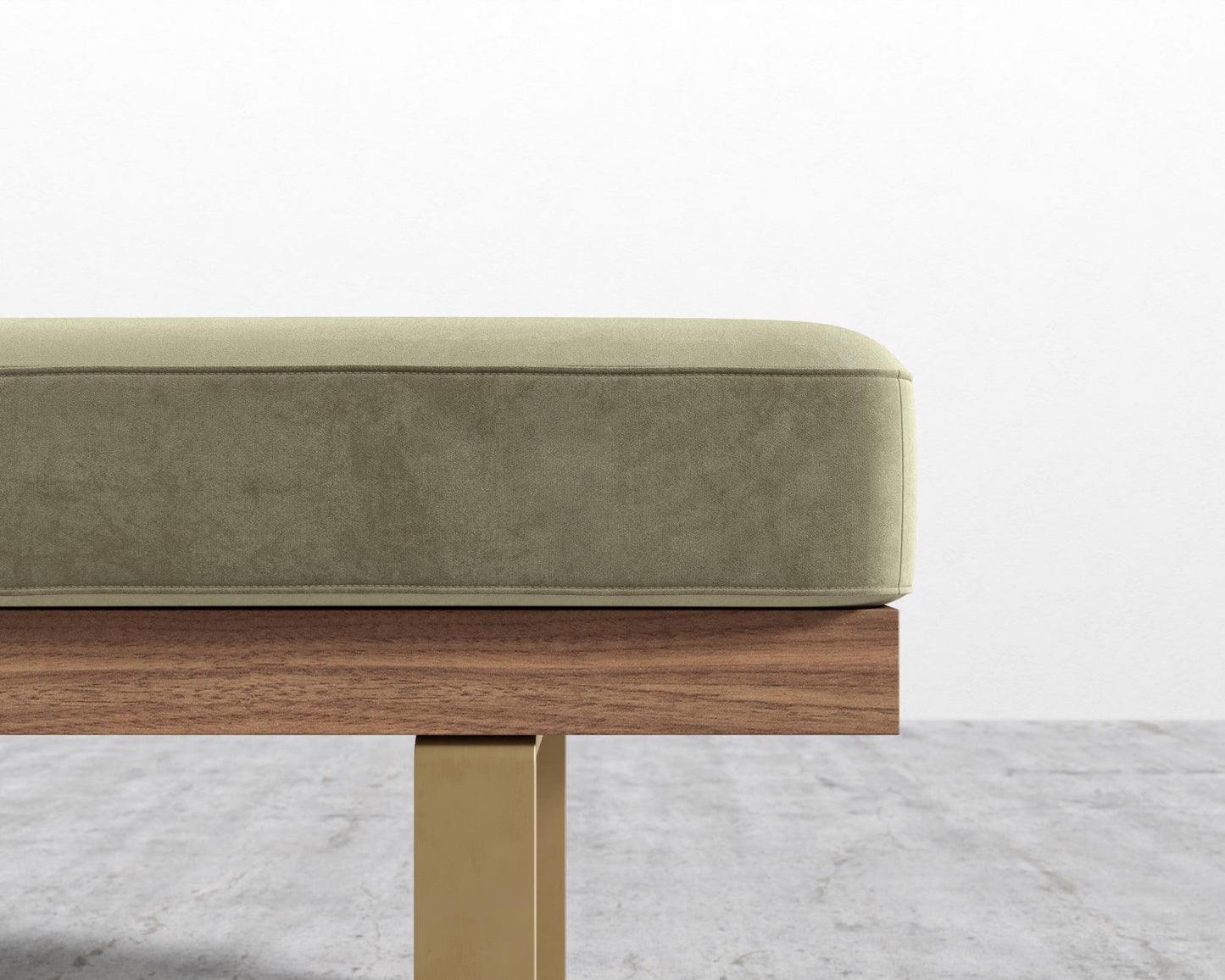 Maria Bench - Maria Brushed Brass, Maria Signature Plush Velvet - Olive Green