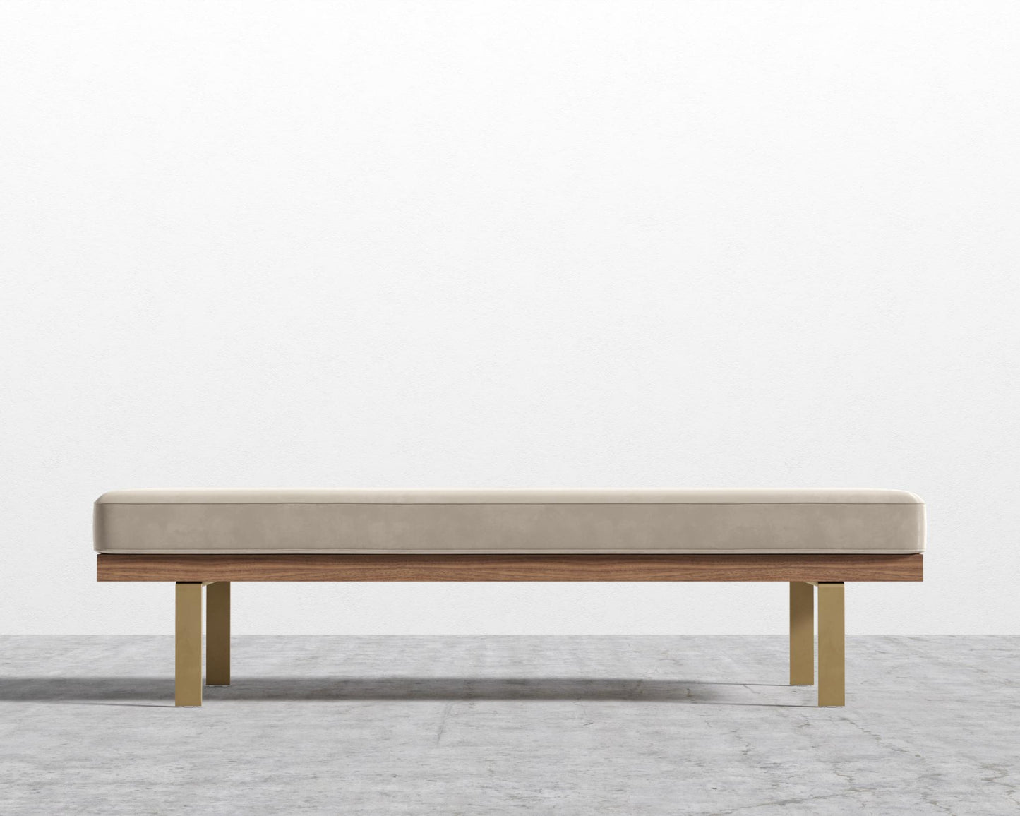 Maria Bench - Maria Brushed Brass, Maria Signature Plush Velvet - Warm Taupe