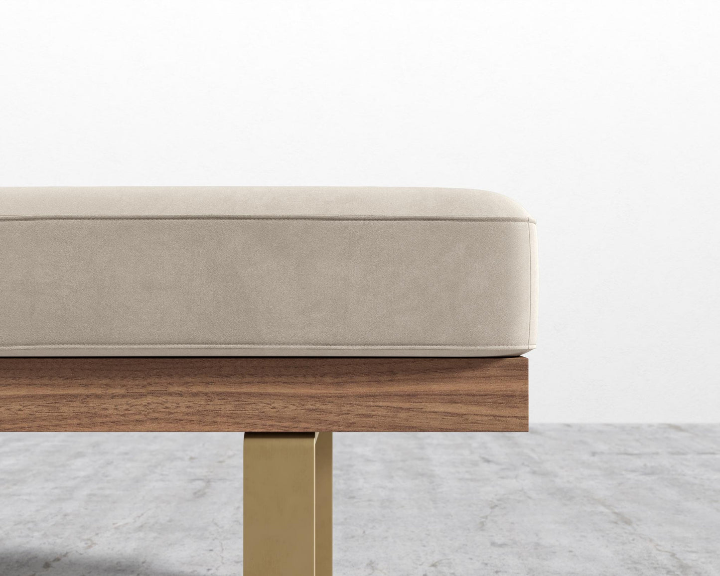 Maria Bench - Maria Brushed Brass, Maria Signature Plush Velvet - Warm Taupe