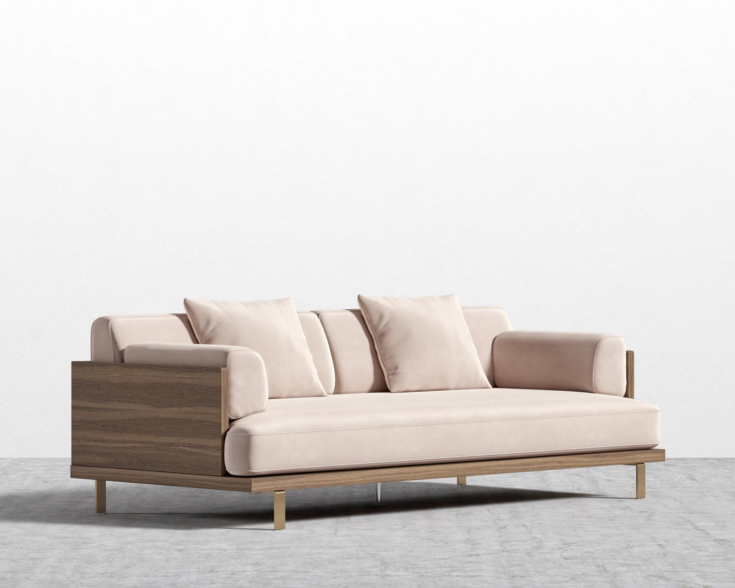 Maria Sofa - Maria Brushed Brass, Plush Velvet - Blush
