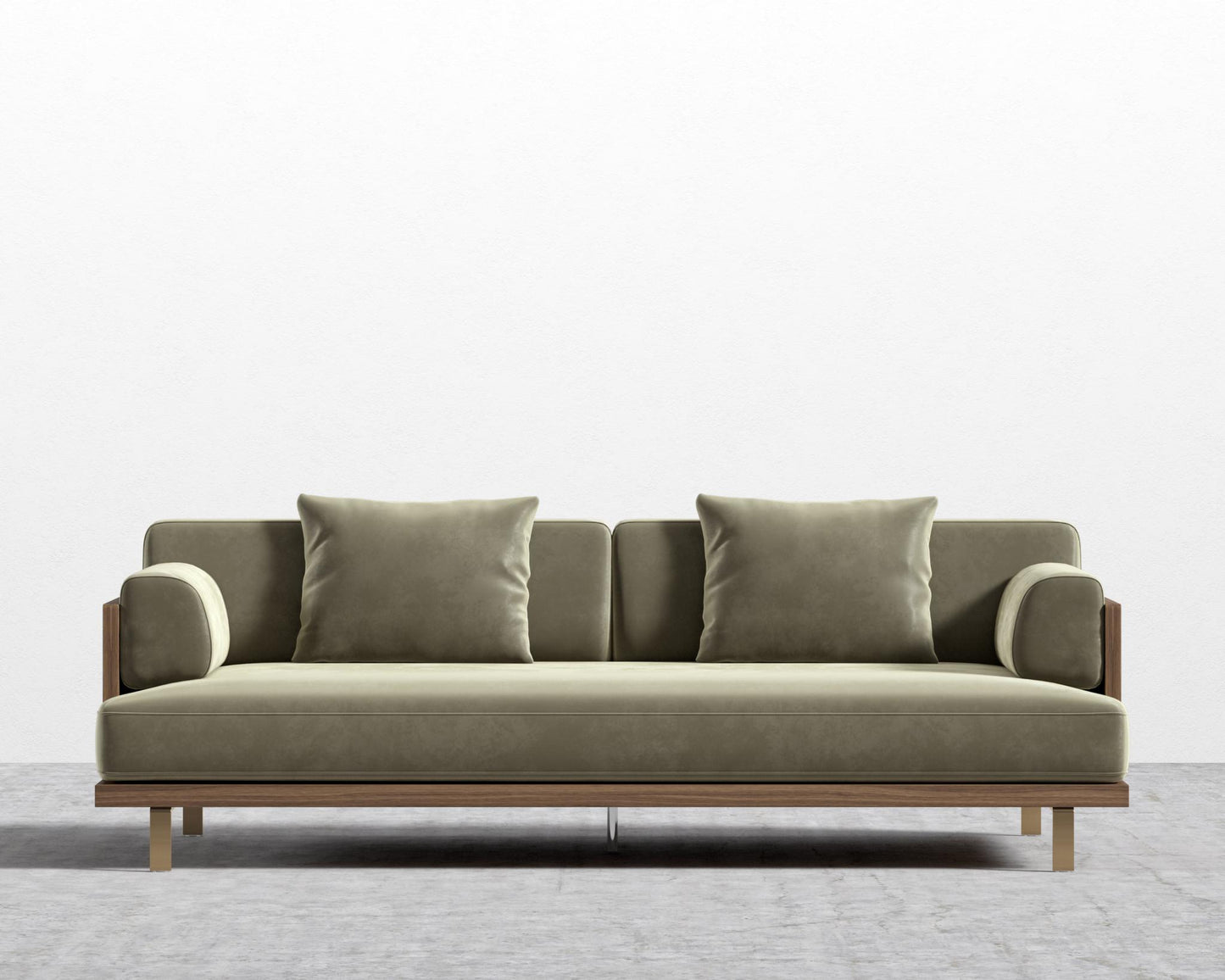 Maria Sofa - Maria Brushed Brass, Maria Signature Plush Velvet - Olive Green