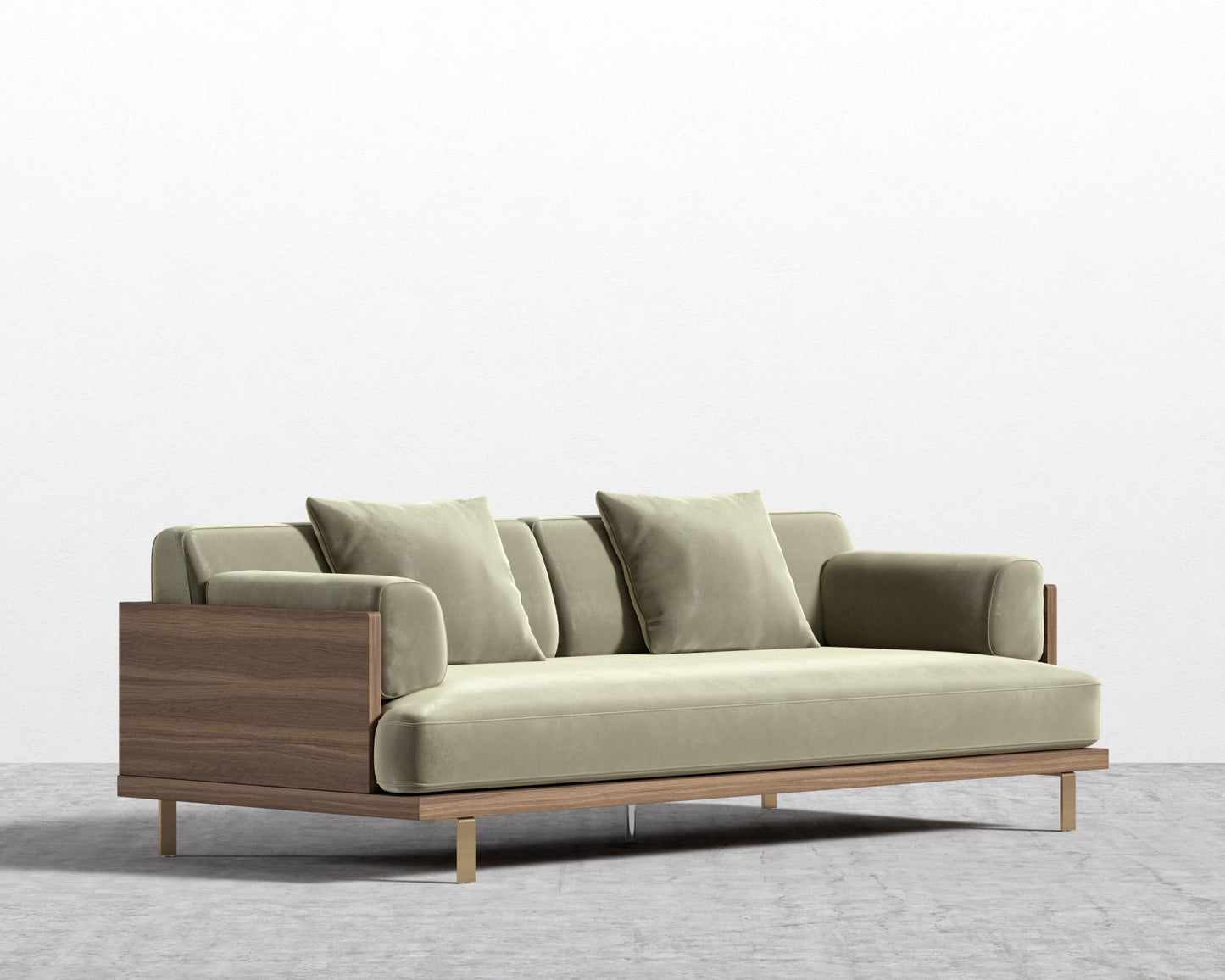 Maria Sofa - Maria Brushed Brass, Maria Signature Plush Velvet - Olive Green