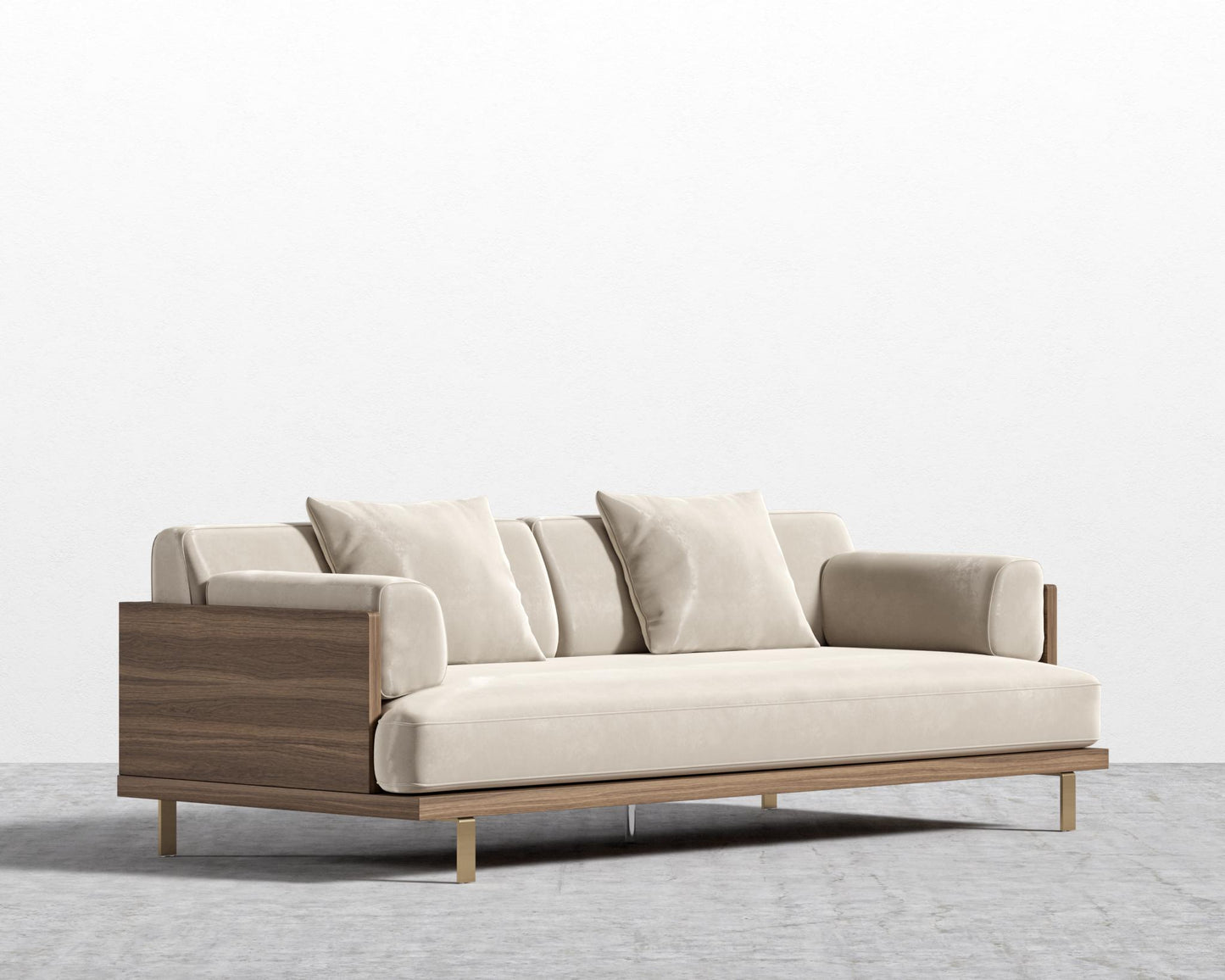 Maria Sofa - Maria Brushed Brass, Maria Signature Plush Velvet - Warm Taupe