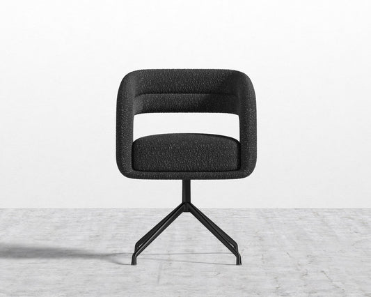 Mia Dining Chair - Black, Glides, Chatou Bouclé - Caviar