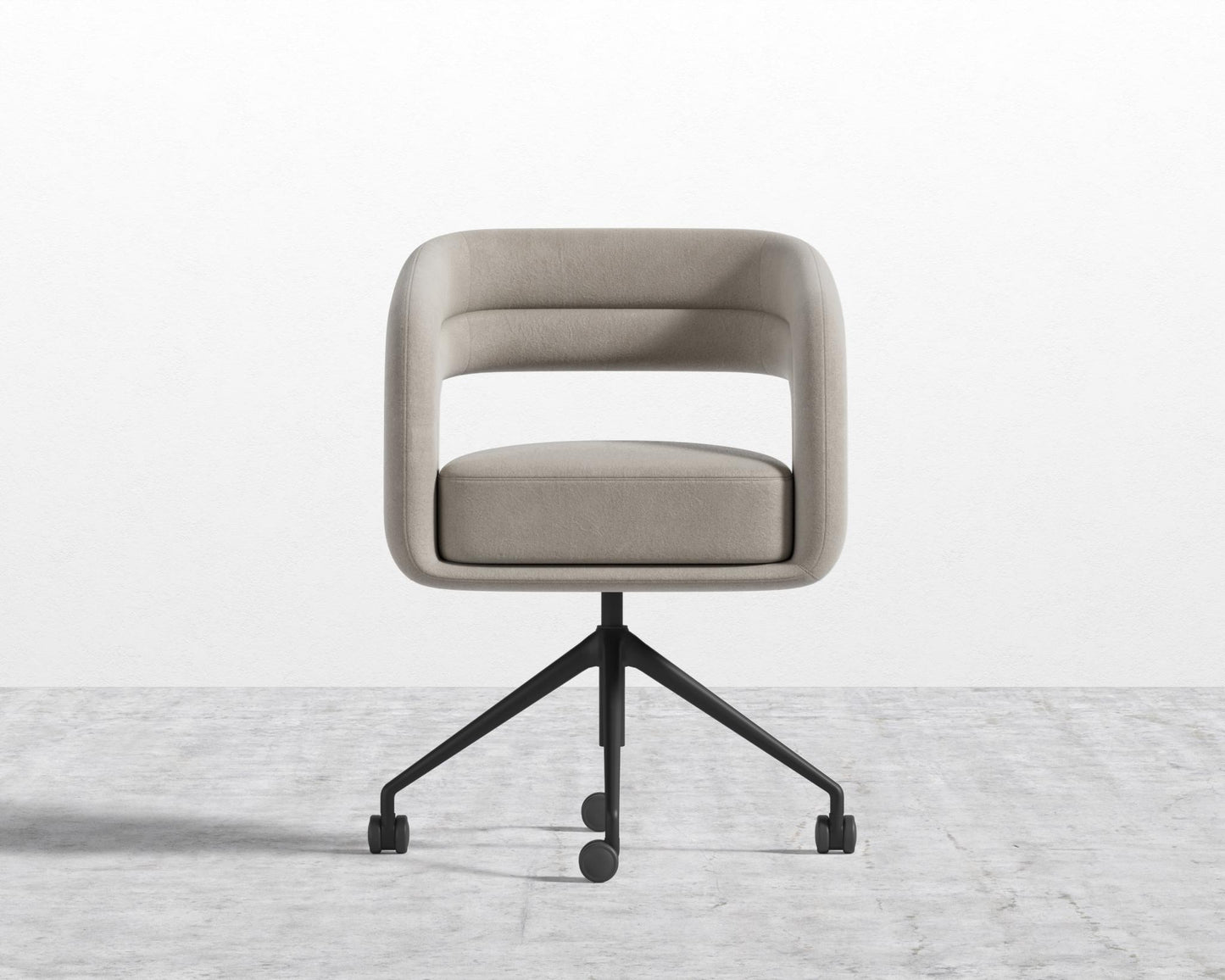 Mia Office Chair - Black, Casters, Venice Vegan Suede - Latte