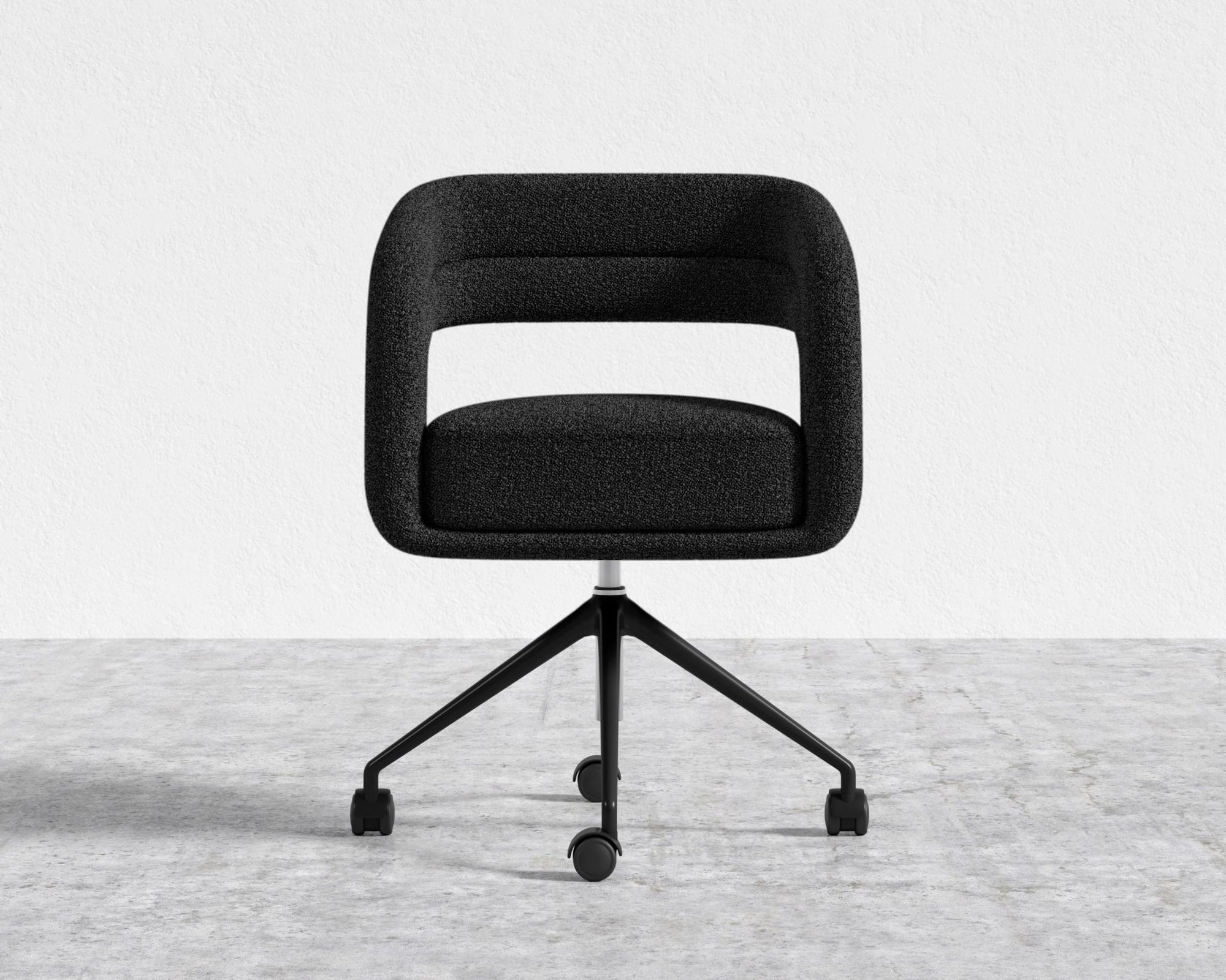 Mia Office Chair - Black, Casters, Chatou Bouclé - Caviar
