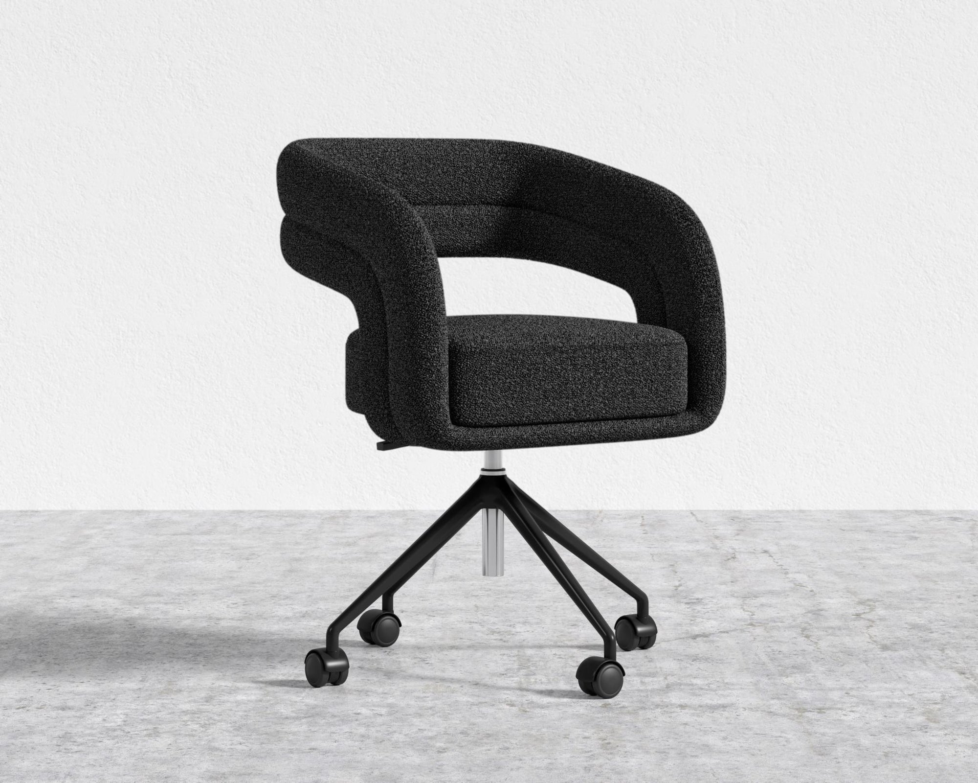 Mia Office Chair - Black, Casters, Chatou Bouclé - Caviar