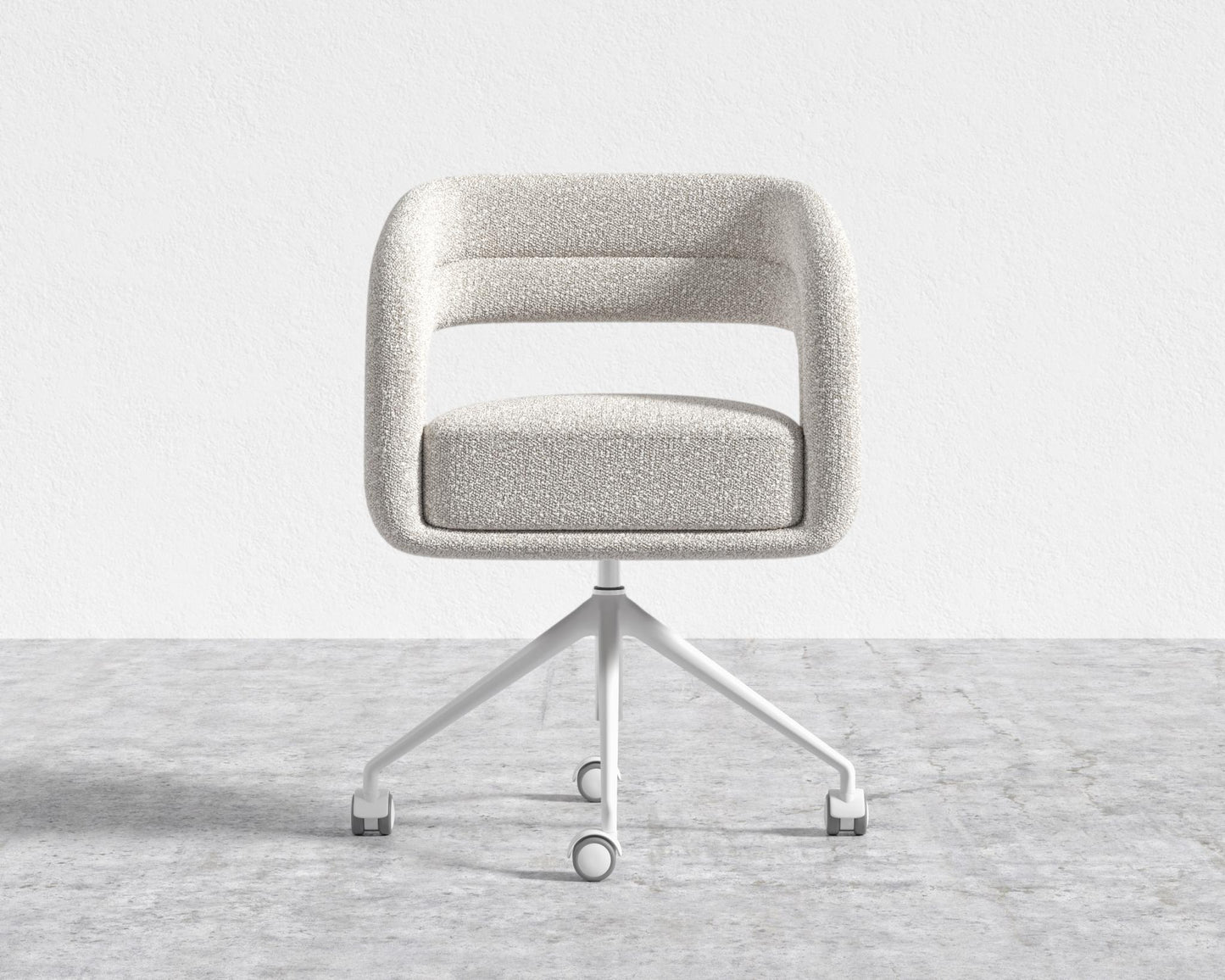 Mia Office Chair - Black, Casters, Chatou Bouclé - Pearl