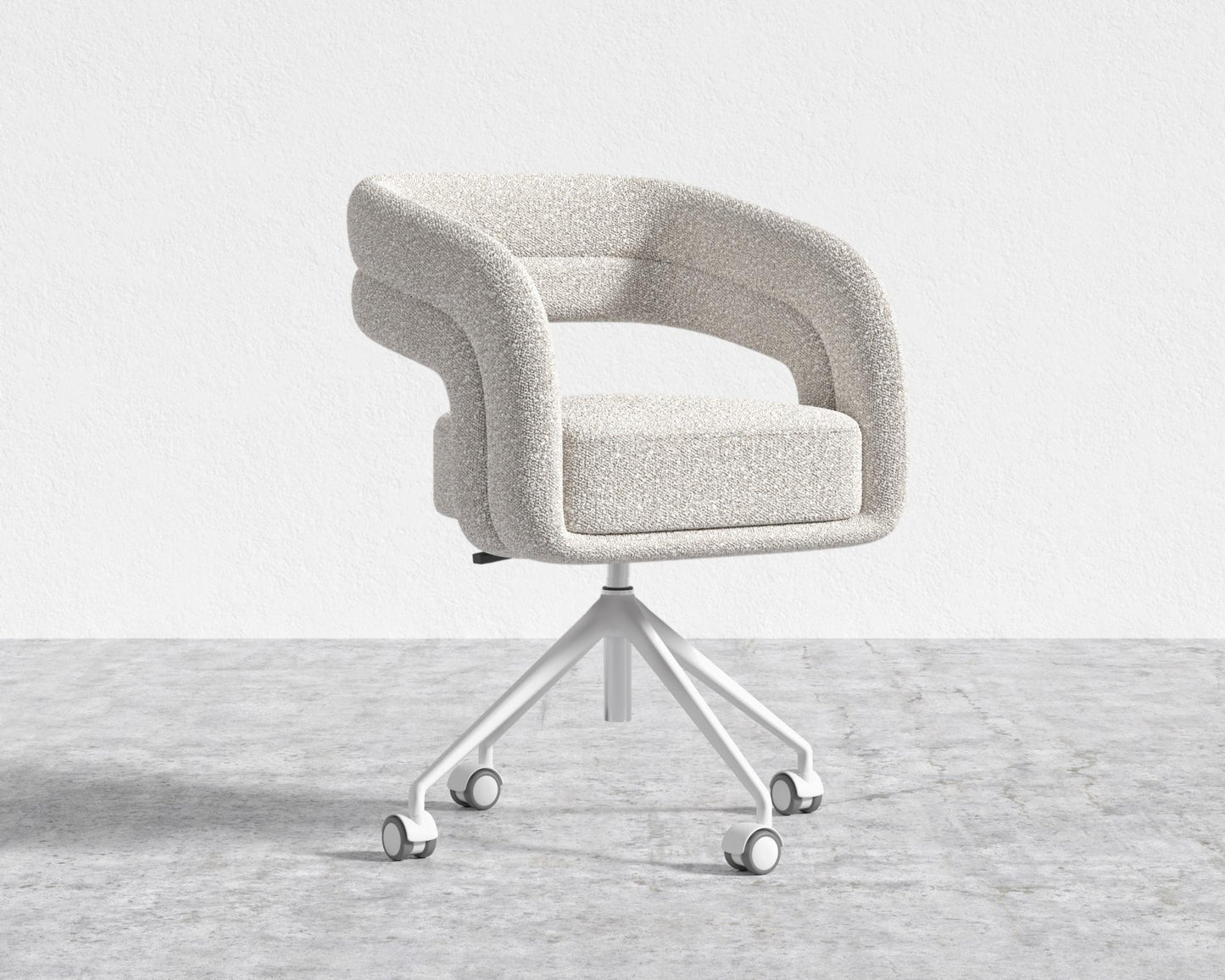 Mia Office Chair - Black, Casters, Chatou Bouclé - Pearl