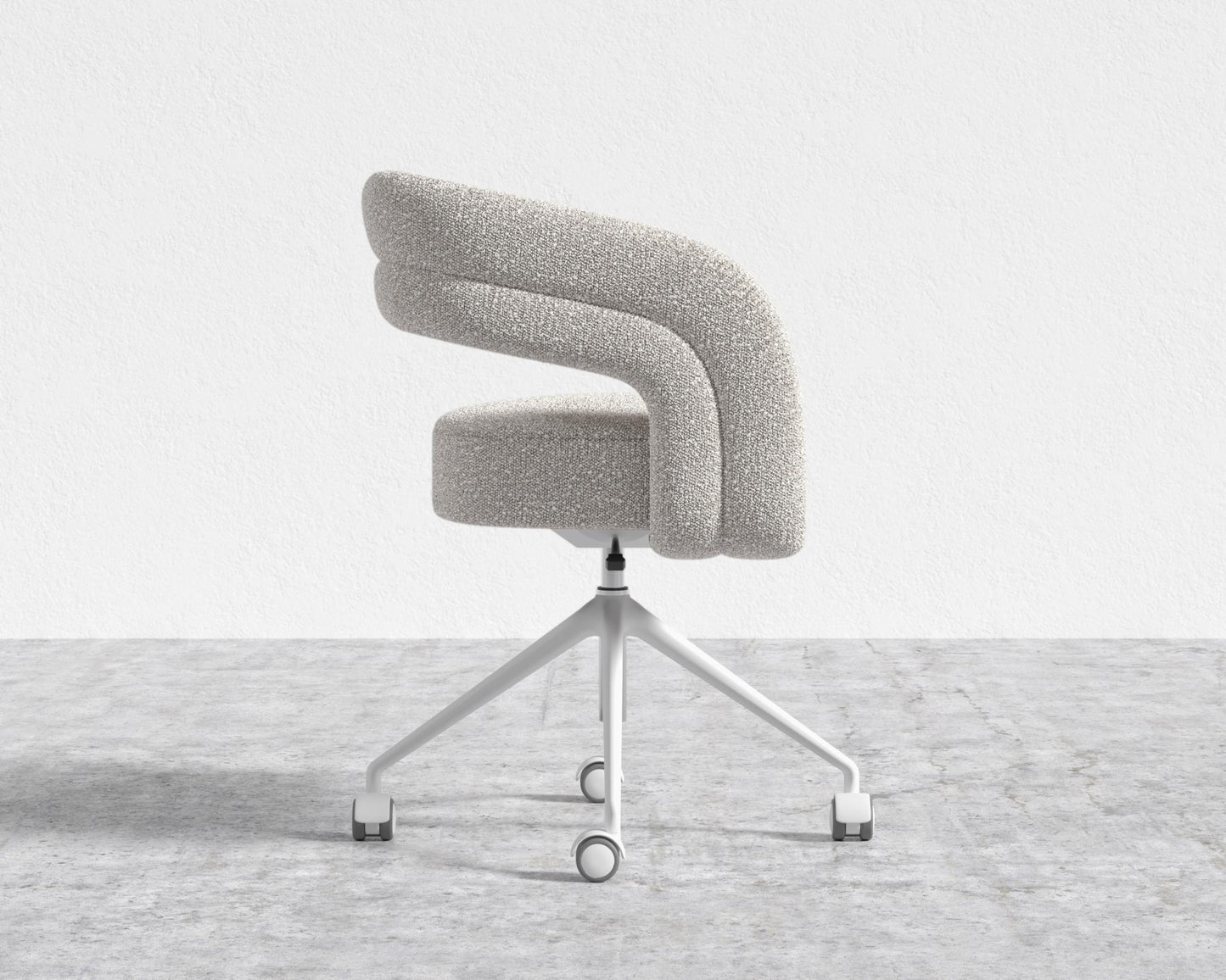 Mia Office Chair - Black, Casters, Chatou Bouclé - Pearl