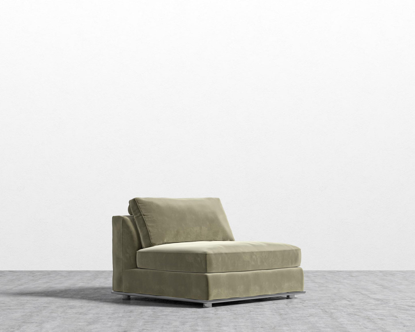 Milo 1-Seater - Armless - Signature Plush Velvet - Olive Green