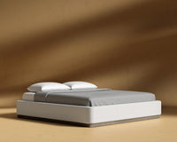 Modular Bed Frame - Wood - King, Grey Oak Veneer, Performance Linen - Swan