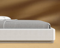 Modular Bed Frame - Wood - King, Grey Oak Veneer, Performance Linen - Swan