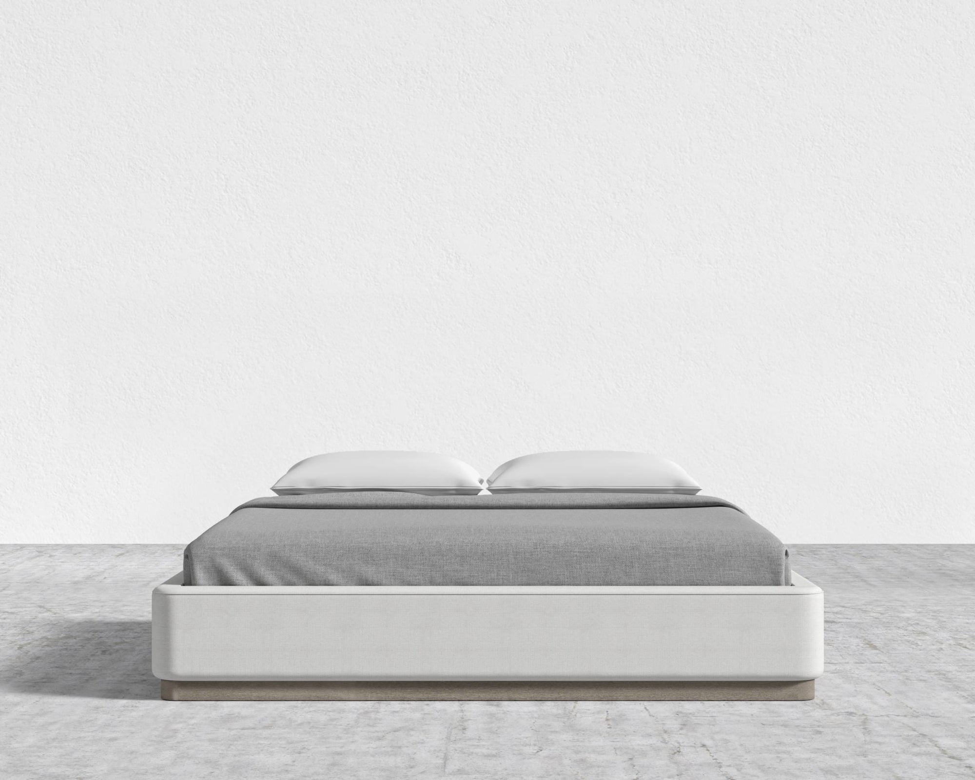 Modular Bed Frame - Wood - King, Grey Oak Veneer, Performance Linen - Swan