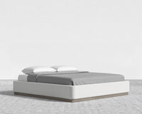 Modular Bed Frame - Wood - King, Grey Oak Veneer, Performance Linen - Swan