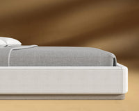 Modular Bed Frame - Wood - King, Grey Oak Veneer, Performance Linen - Swan