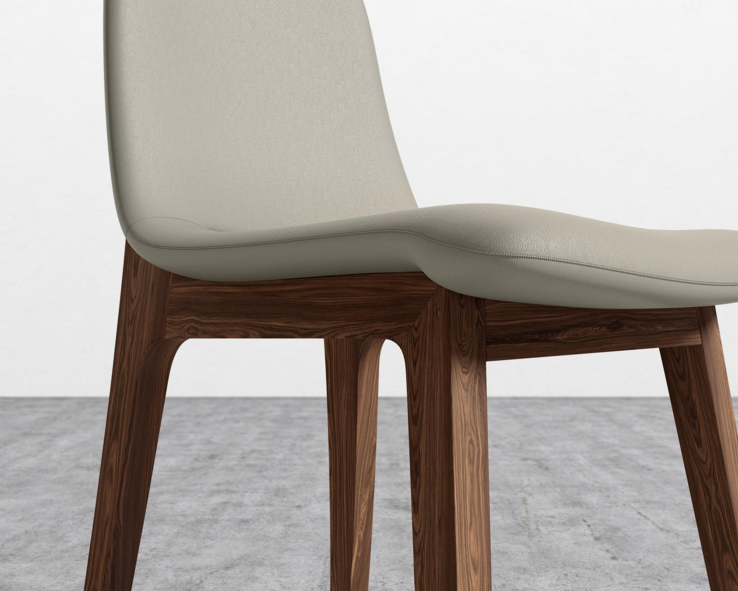 Aubrey Side Chair - Walnut Stain, PU Leather - Monaco Grey