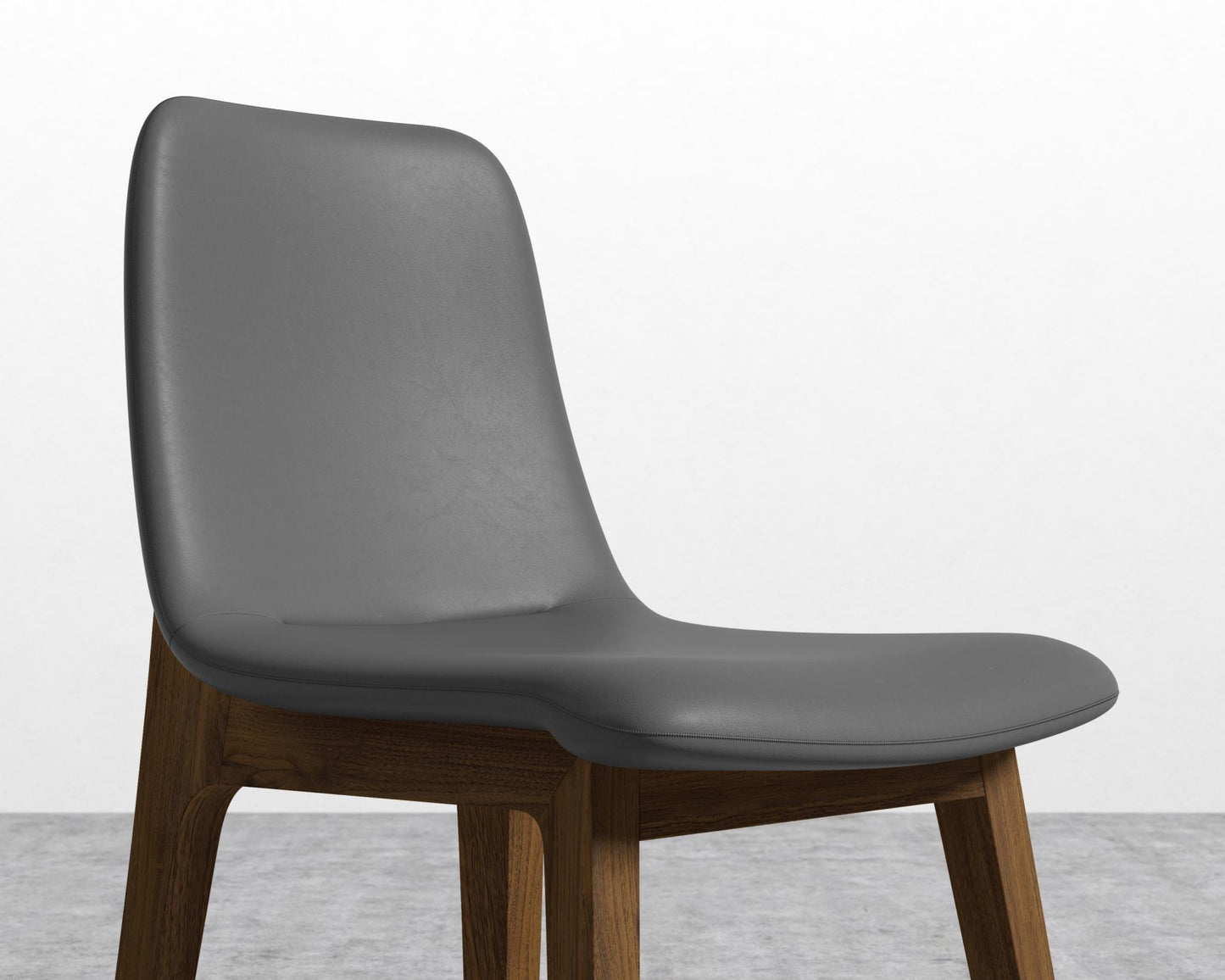 Aubrey Side Chair - Walnut Stain, PU Leather - Monaco Slate