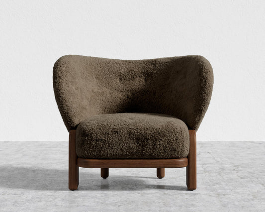 Pallas Lounge Chair - Walnut Stain, Shearling - Espresso